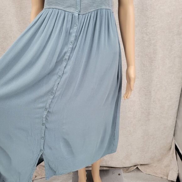 Frye Dessert Blue Button Front Midi Dress Sleeveless Women's Size XS - Picture 4 of 13